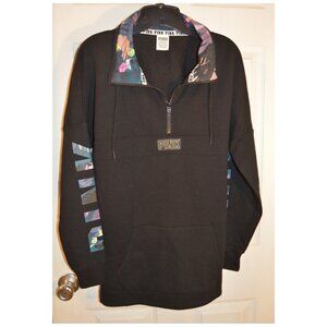 Victoria's Secret PINK Woman Size XS Black Pullover Top Sweatshirt 1/4 Zipper